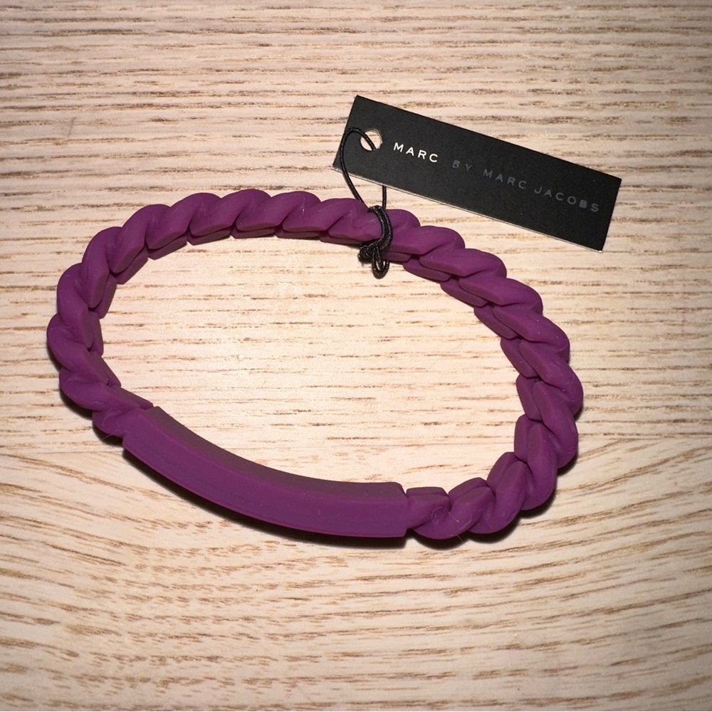 NWT Marc By Marc Jacobs Plum Purple Rubber Chain Bracelet MSRP $28